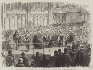 Presentation of the Freedom of the City to Lieutenant-General Lord Napier of Magdala, at Guildhall by Sir John Charles Robinson